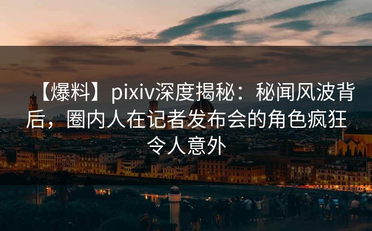 【爆料】pixiv深度揭秘：秘闻风波背后，圈内人在记者发布会的角色疯狂令人意外