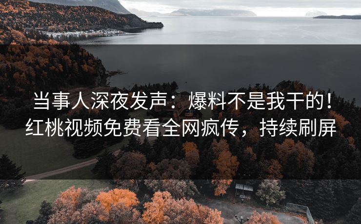 当事人深夜发声：爆料不是我干的！红桃视频免费看全网疯传，持续刷屏
