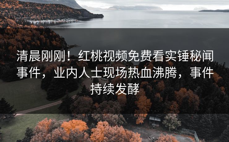 清晨刚刚！红桃视频免费看实锤秘闻事件，业内人士现场热血沸腾，事件持续发酵