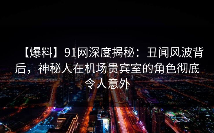 【爆料】91网深度揭秘：丑闻风波背后，神秘人在机场贵宾室的角色彻底令人意外