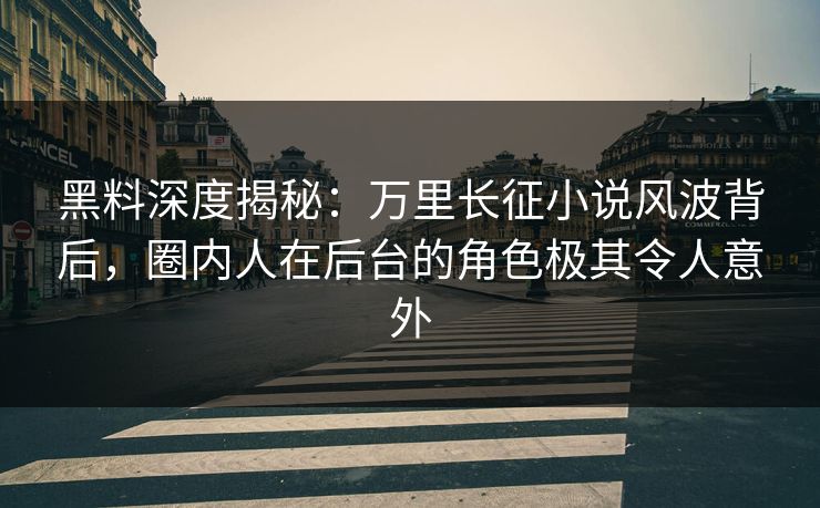 黑料深度揭秘：万里长征小说风波背后，圈内人在后台的角色极其令人意外