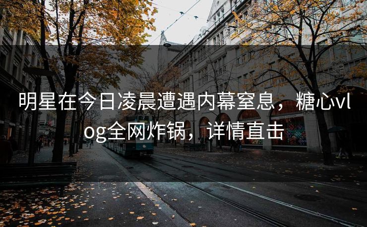 明星在今日凌晨遭遇内幕窒息，糖心vlog全网炸锅，详情直击